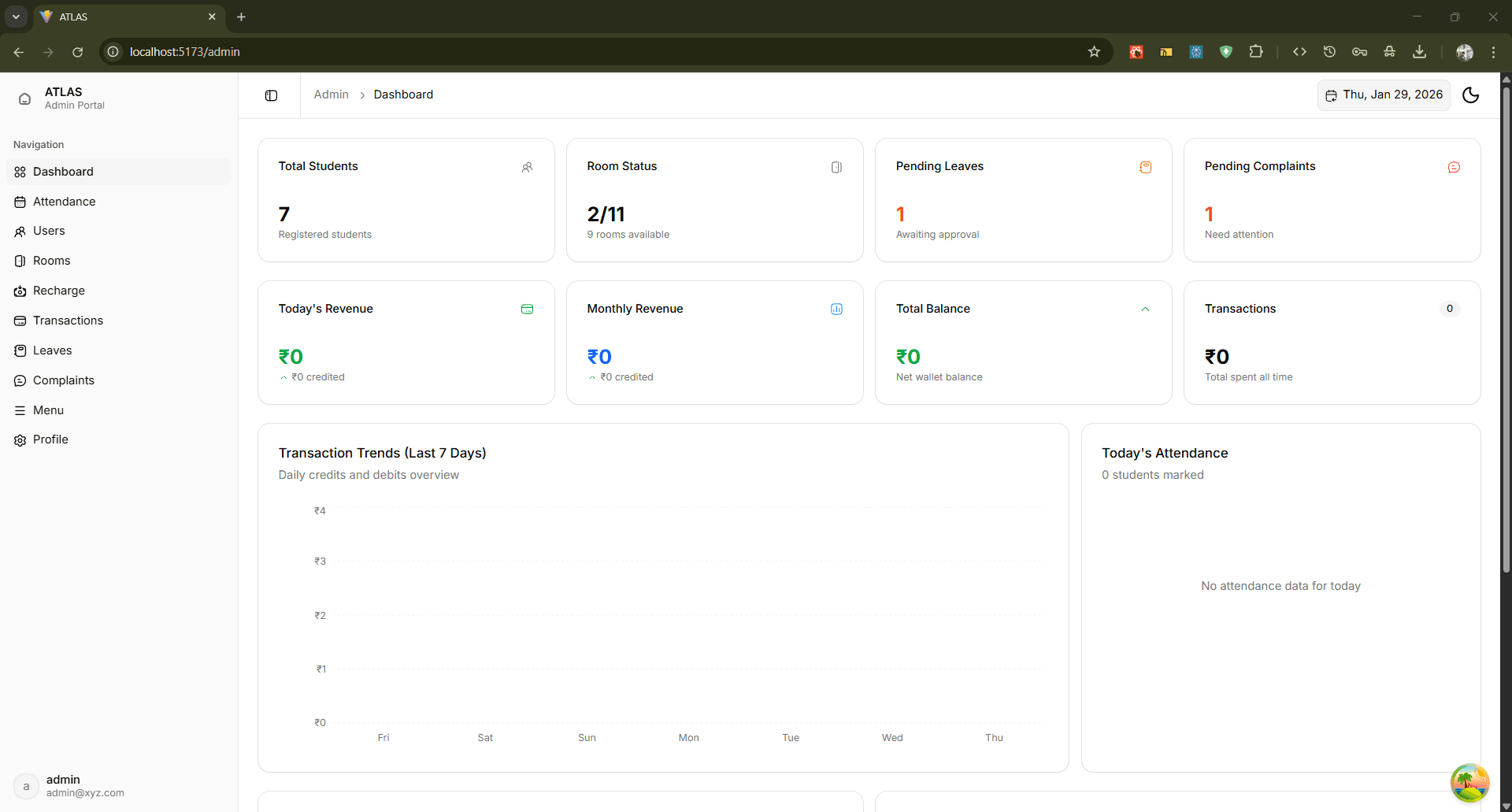 ATLAS — Hostel Management System preview