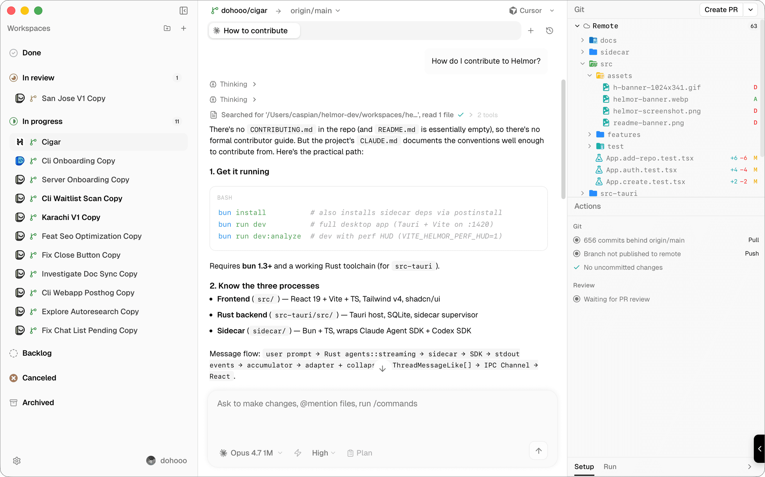 Helmor — Open-source contribution preview